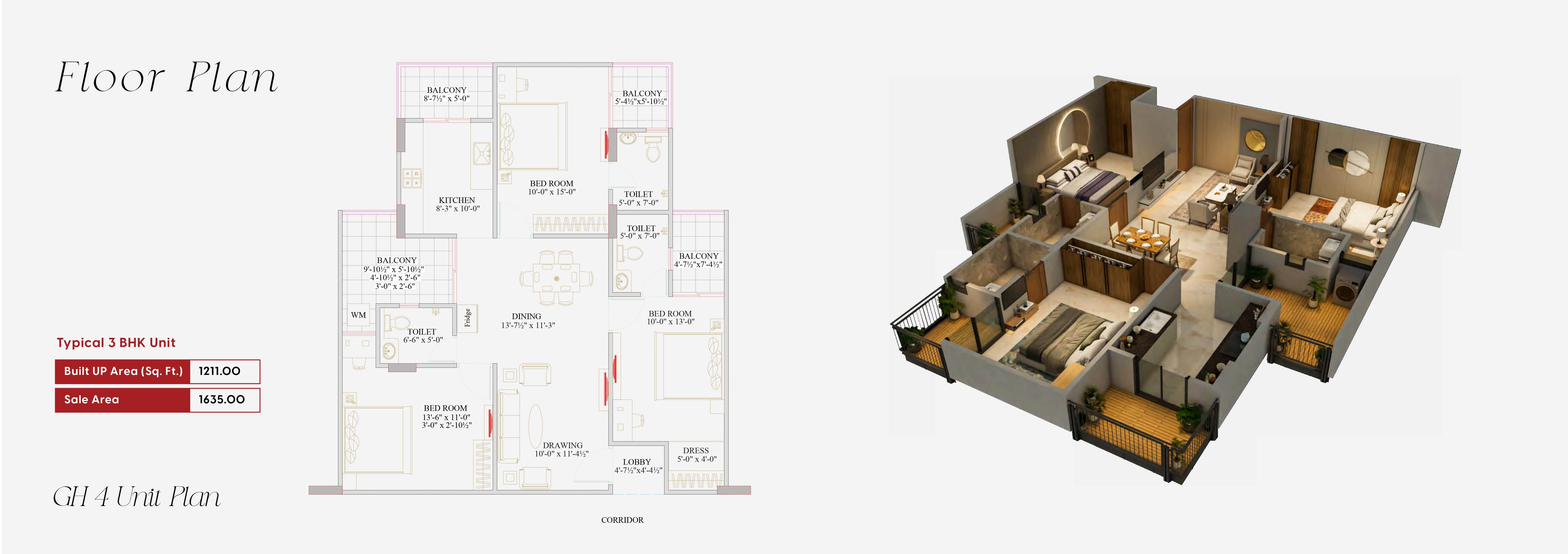 3 BHK Floor Plan