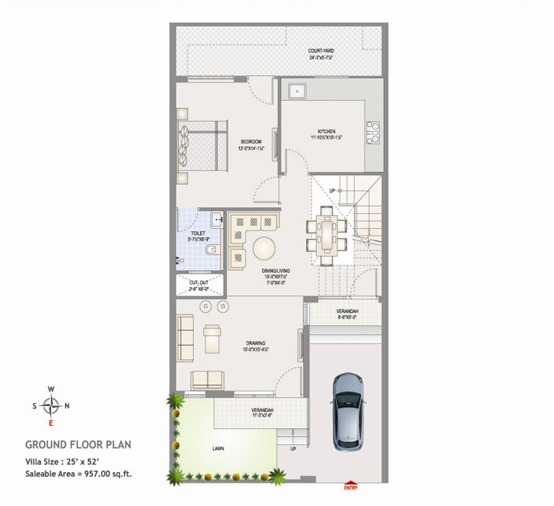 Ground Floor - 5 BHK Villa Layout
