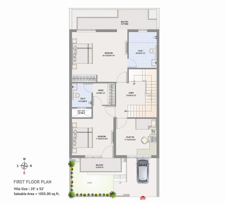 First Floor - 5 BHK Villa Layout